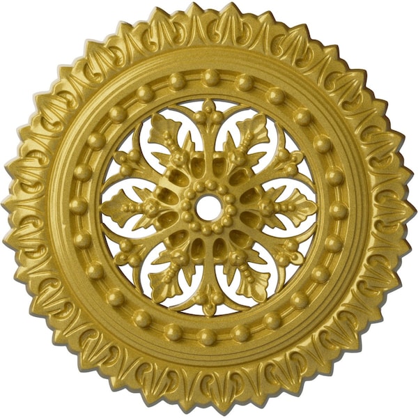 Ekena Millwork Sellek Ceiling Medallion (Fits Canopies up to 1 1/8"), 18 1/2"OD x 7/8"ID x 1 1/2"P, Rich Gold CM18SKRGS - main